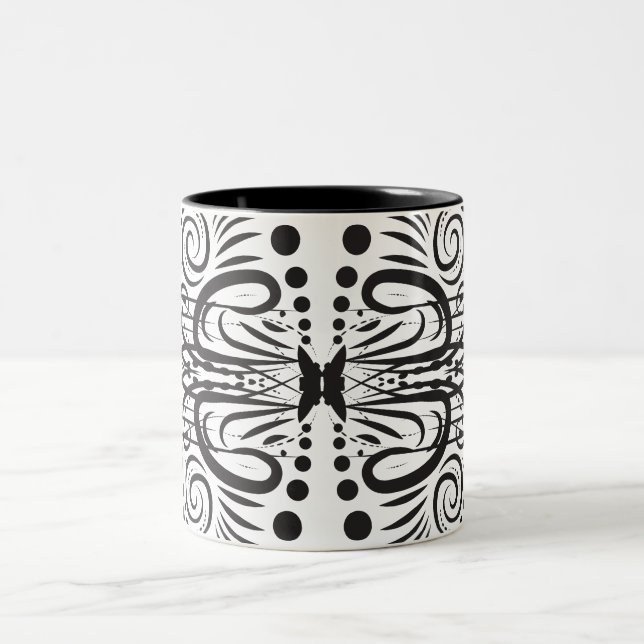 Artistic black white Coffee Mugs (Center)