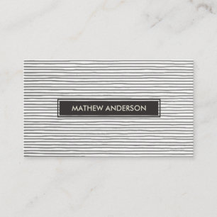ARTISTIC BLACK WHITE SKETCH STRIPED LINE PATTERN BUSINESS CARD
