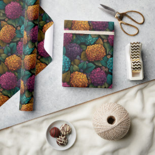 Artistic Blooming Hydrangea Flower Wrapping Paper