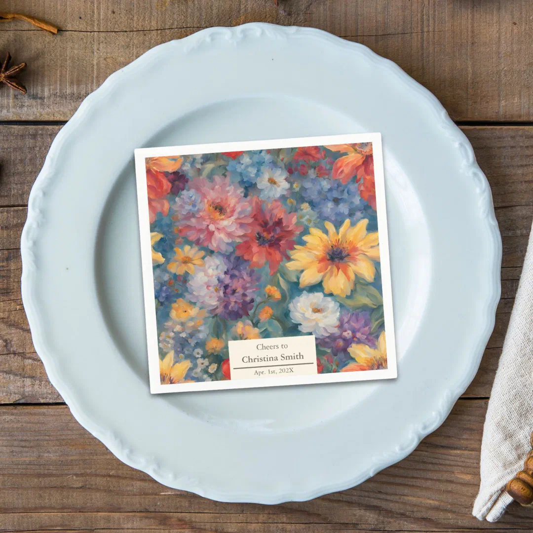Artistic Blooms Vintage Floral Retirement Party Napkins (Artistic Blooms Vintage Floral Retirement Party Napkins)
