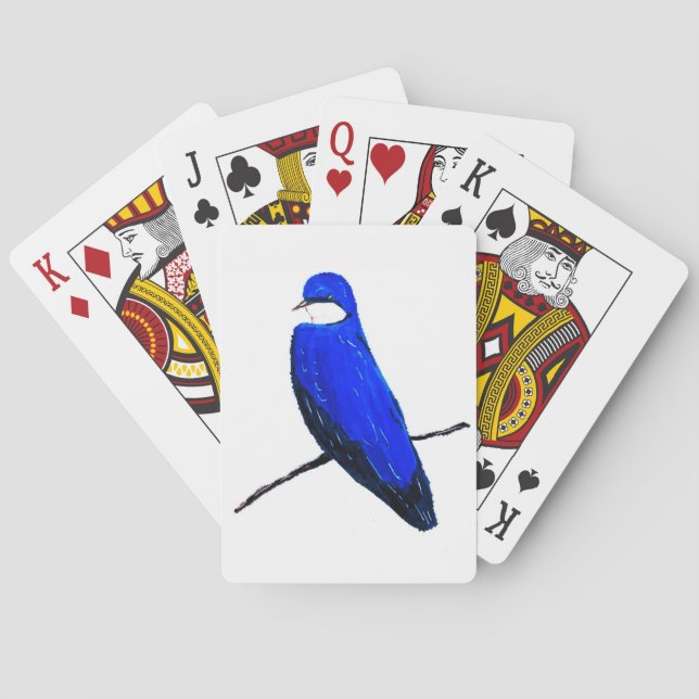 Artistic Blue Bird Tree Swallow Poker Cards (Back)