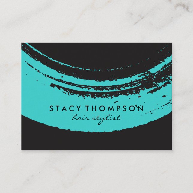 Artistic Blue Brushed on Black Business Card (Front)