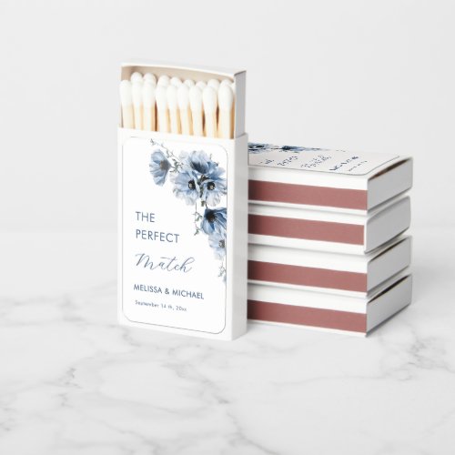 Artistic Blue Floral "The Perfect Match" Matchboxes