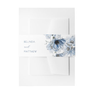 Artistic Blue Flowers | Wedding Invitation Belly Band