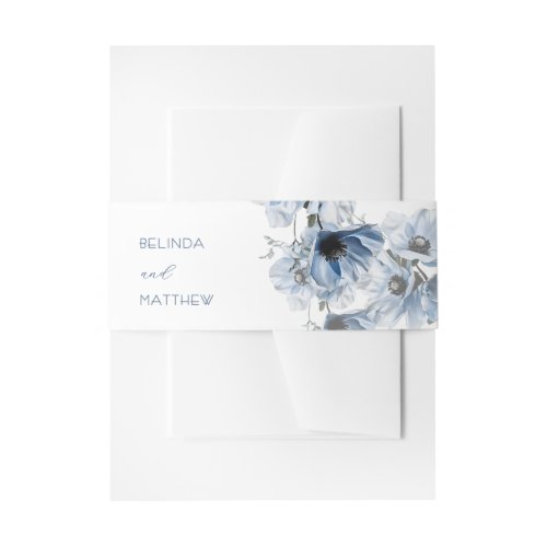 Artistic Blue Flowers | Wedding Invitation Belly Band