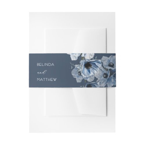 Artistic Blue Flowers | Wedding Invitation Belly Band