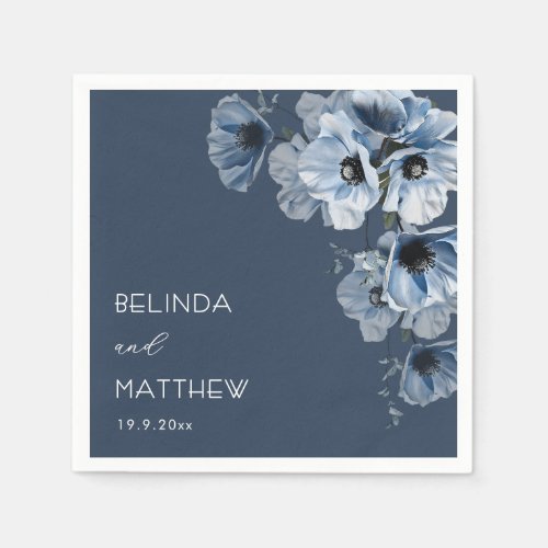 Artistic Blue Flowers | Wedding Napkins