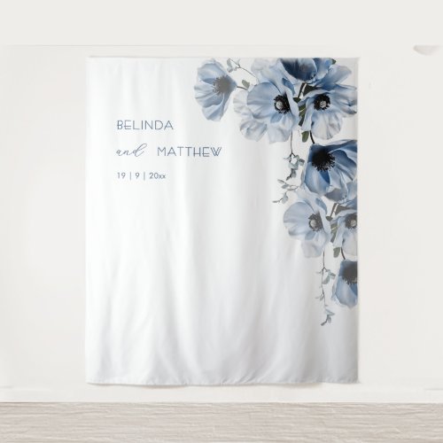 Artistic Blue Flowers | Wedding Tapestry