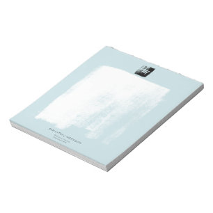 Artistic Blue Formal Monogram Name Unique Elegant Notepad