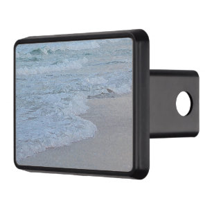 Artistic Blue Green Ocean Waves On Beach Art Print Hitch Cover