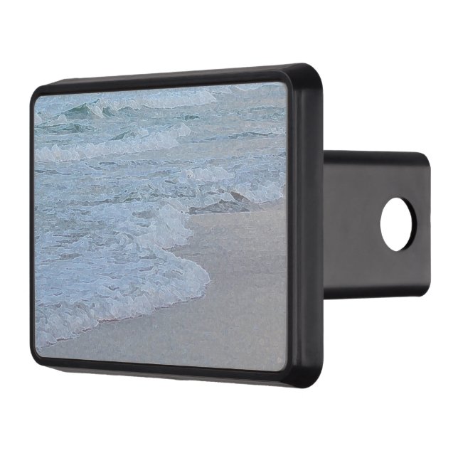 Artistic Blue Green Ocean Waves On Beach Art Print Hitch Cover (Left)