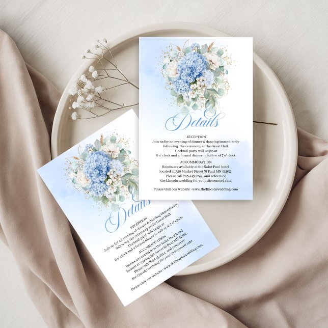 Artistic Blue Hydrangea Gold details card (Artistic Blue Hydrangea Gold details card)