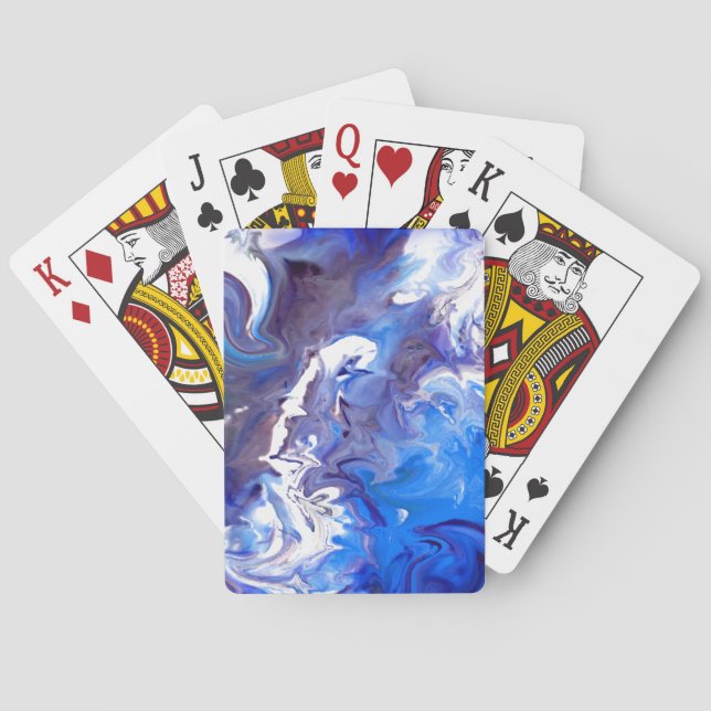 Artistic Blue Lightning Marble Poker Cards (Back)