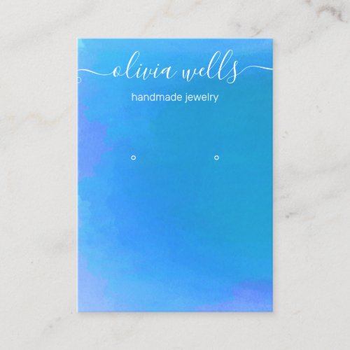 Artistic Blue Watercolor  Earring Display Business Card