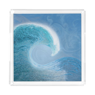 Artistic Blue Wave Acrylic Tray