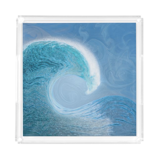 Artistic Blue Wave Acrylic Tray (Front)
