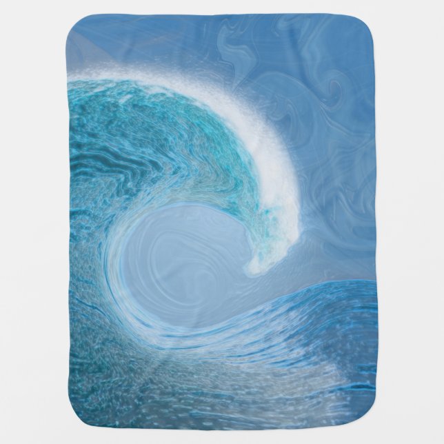 Artistic Blue Wave Baby Blanket (Front)