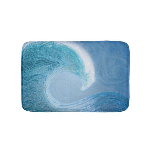 Artistic Blue Wave Bath Mat