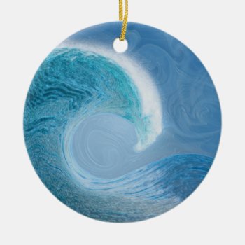 Artistic Blue Wave Ceramic Ornament by CandiCreations at Zazzle