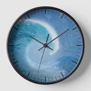 Artistic Blue Wave Clock