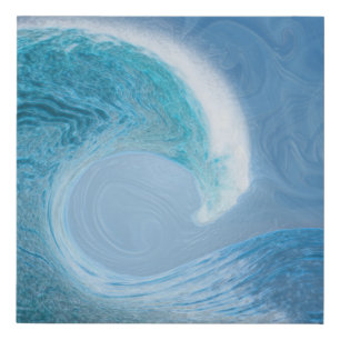 Artistic Blue Wave Faux Canvas Print