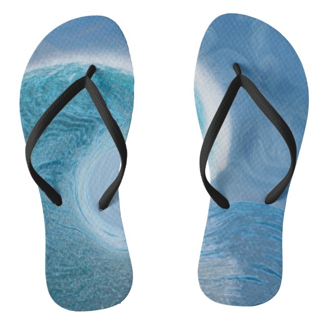 Artistic Blue Wave Flip Flops (Footbed)