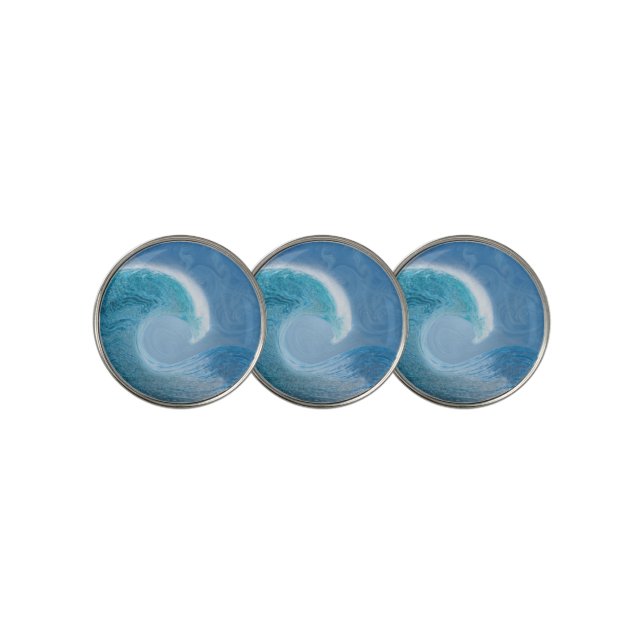 Artistic Blue Wave Golf Ball Marker (3 Up)