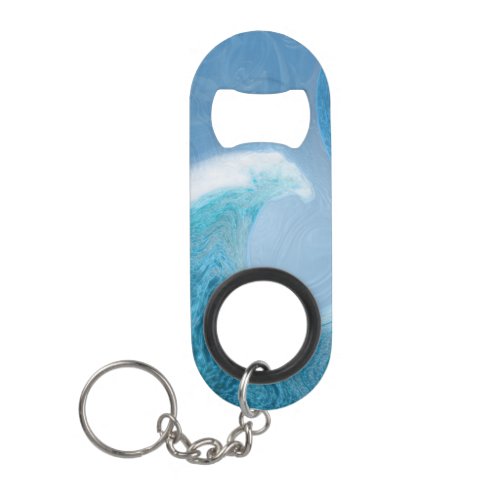 Artistic Blue Wave Keychain Bottle Opener