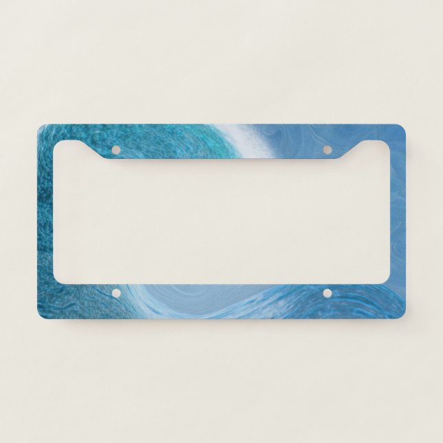 Artistic Blue Wave License Plate Frame (Front)