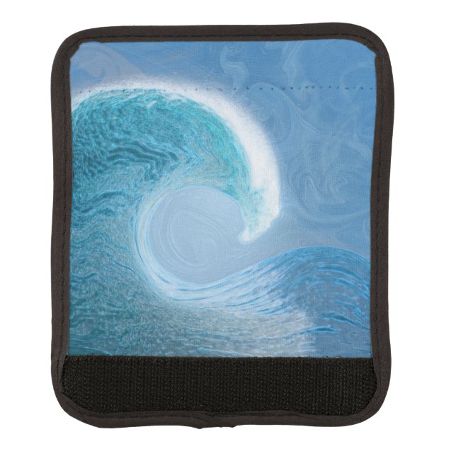 Artistic Blue Wave Luggage Handle Wrap (Front)