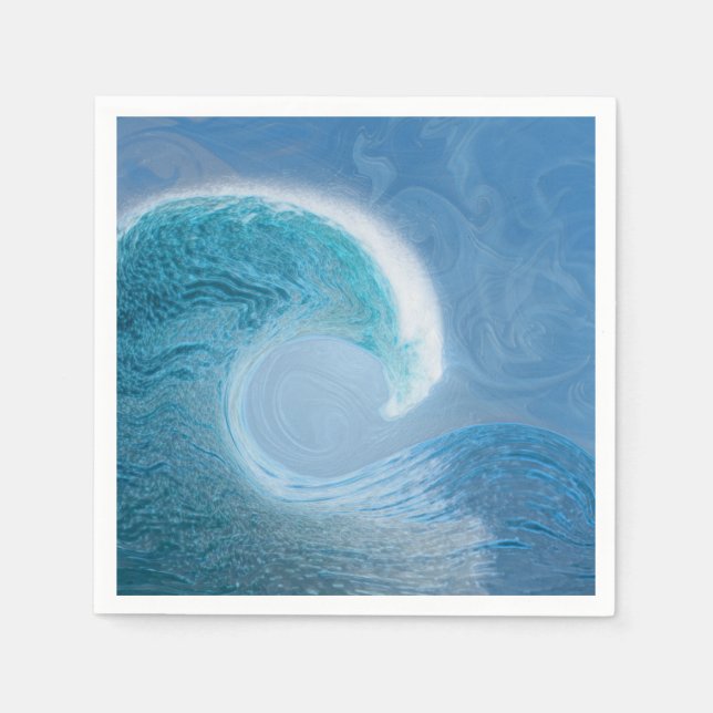 Artistic Blue Wave Napkins (Front)