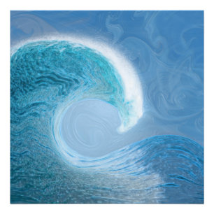 Artistic Blue Wave Photo Print