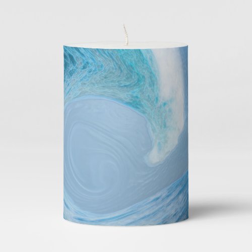 Artistic Blue Wave Pillar Candle