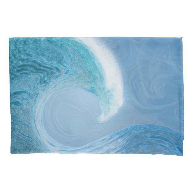 Artistic Blue Wave Pillow Case (Front)