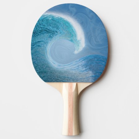 Artistic Blue Wave Ping Pong Paddle