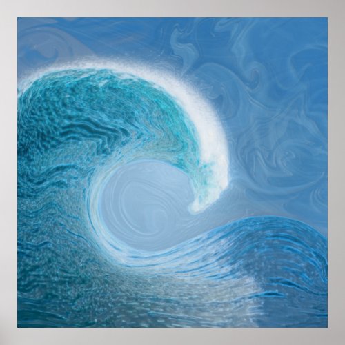 Artistic Blue Wave  Poster