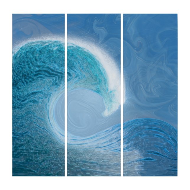 Artistic Blue Wave Triptych (Front)