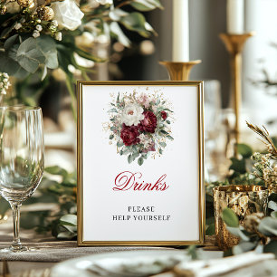 Artistic Blush Burgundy Drinks Tabletop Poster