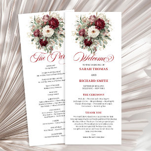 Artistic Blush Burgundy Greenery Wedding Program