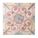 Artistic bohemian abstract of floral retro pink ceramic tile