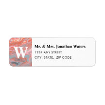 Artistic Boho Coral Marble Return Address Label