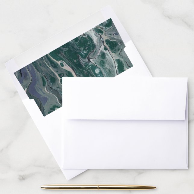 Artistic Boho Green Marble Envelope Liner (Desk)