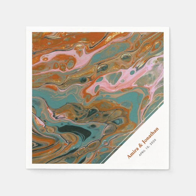 Artistic Boho Orange Marble Custom Napkin (Front)