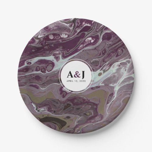 Artistic Boho Purple Marble Party Plates
