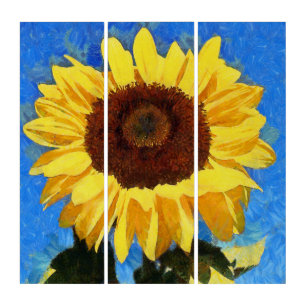 Artistic Bold and Bright Sunflower  Triptych