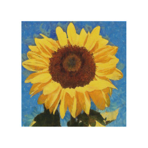Artistic Bold and Bright Sunflower  Wood Wall Art
