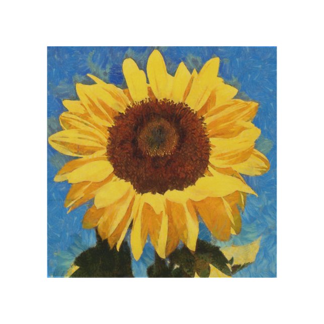 Artistic Bold and Bright Sunflower  Wood Wall Art (Front)