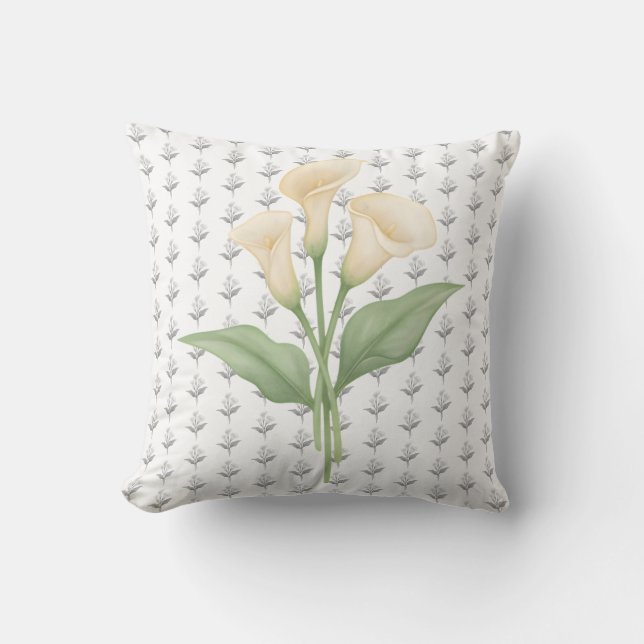 Artistic Botanical Calla Lily Flower Accent Throw Pillow (Front)