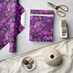 Artistic Botanical Peonies Bouquet Wrapping Paper