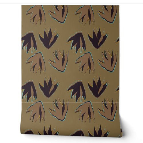 Artistic botanical wallpaper with abstract leaf